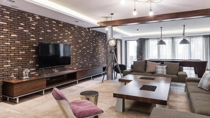 гостиная в стиле лофт